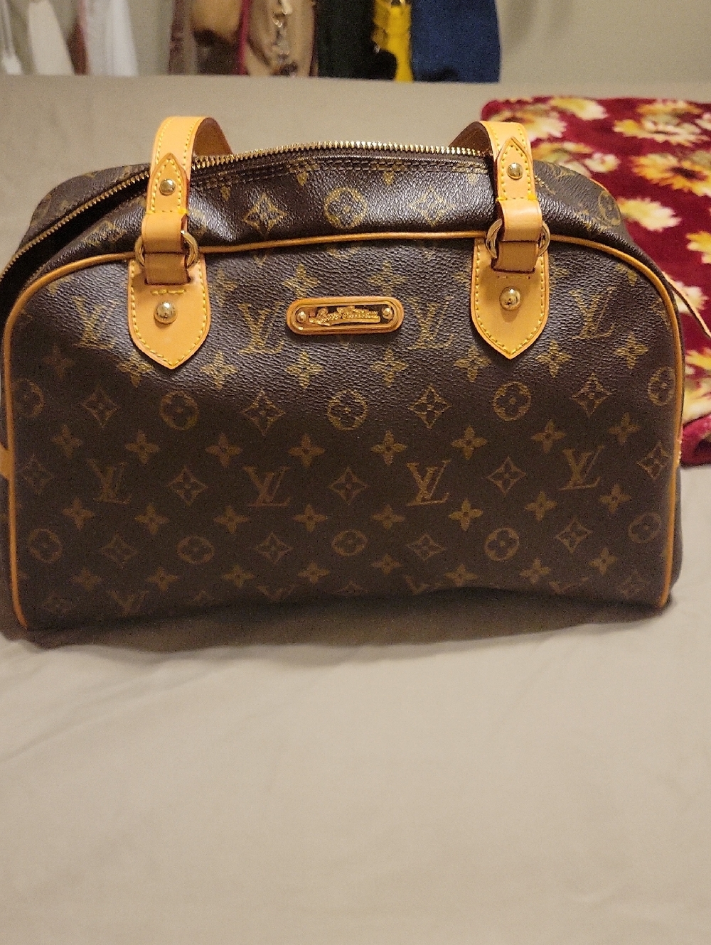 Louis Vuitton Monogram Canvas Satchel with Tan Trim